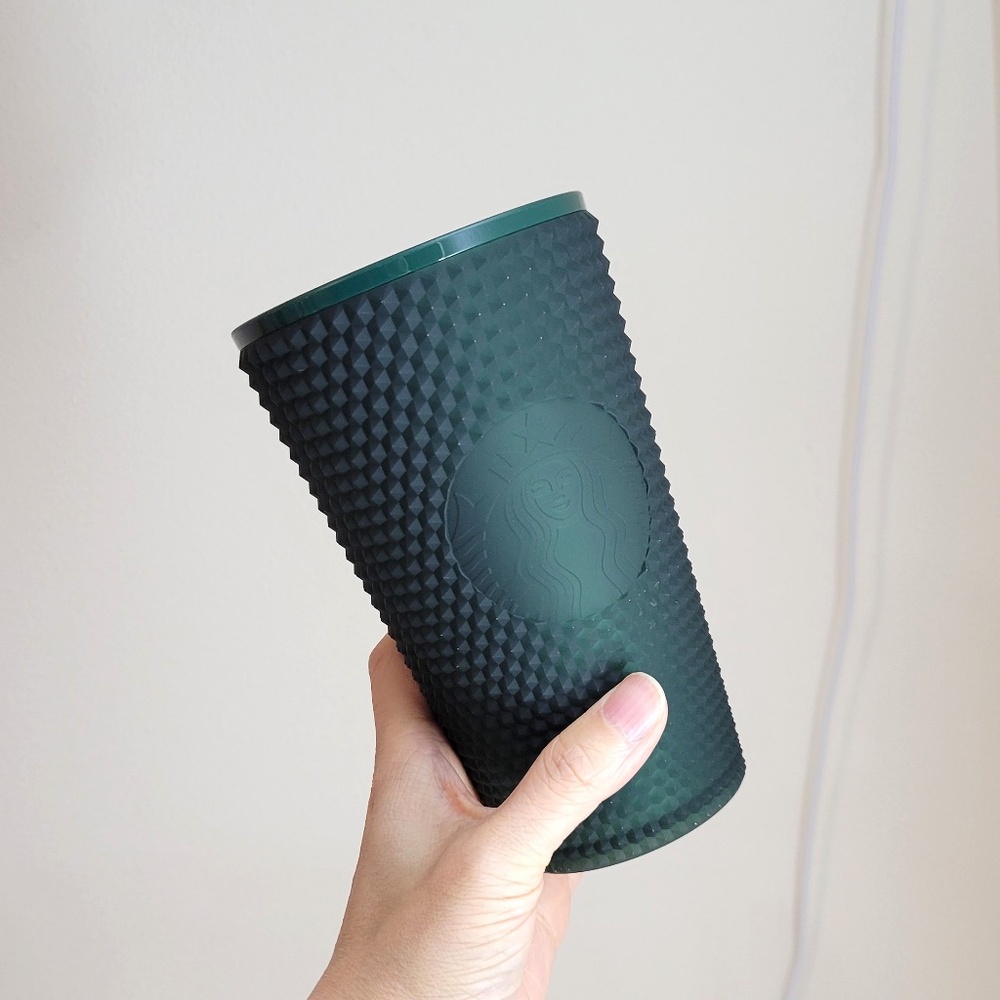 Starbucks Studded Matte Dark Green Jelly Tumbler 16 oz Grande CUP ONLY